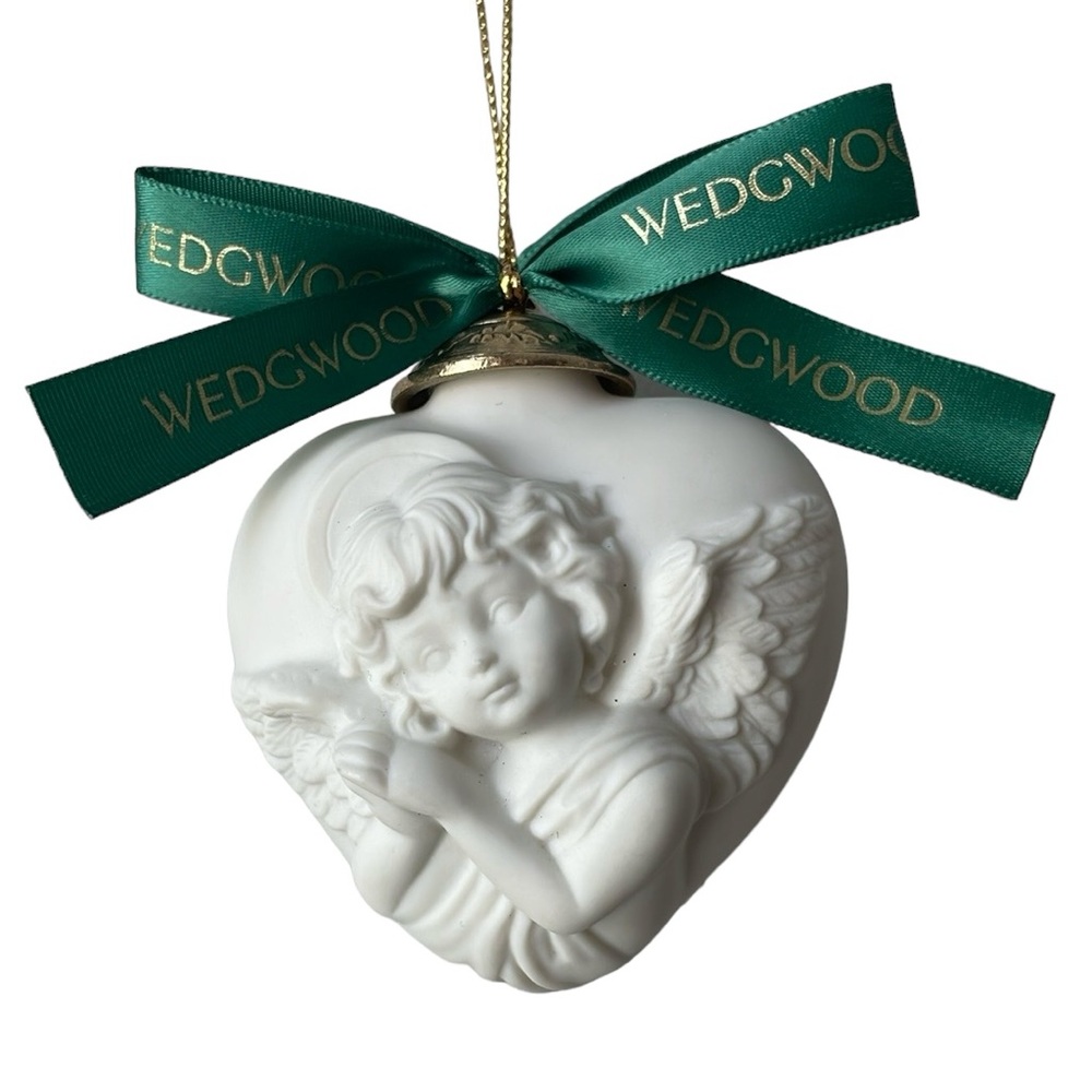 Wedgwood Matte 3D Heart Angel Cherub Ornament Not In Original Box